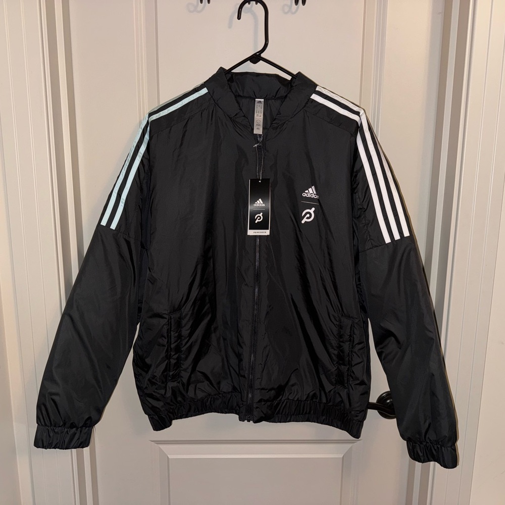 Summer 2022 - Peloton X Adidas black Nylon BOMBER JACKET - women’s Size XL - nwt